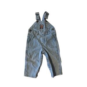 Vtg All Star Rugger Denim Bib Overalls 18 Months Light Wash AS-IS Missing Btn
